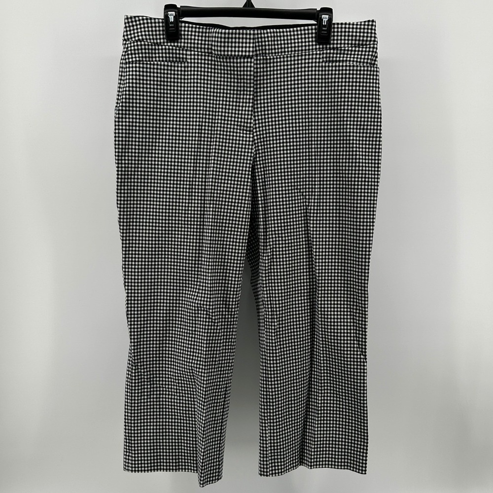 Investments Black White Gingham Check Cropped Trousers 14 Office Casual Picnic